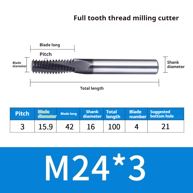 2034-65° three-tooth thread milling cutter, tungsten steel alloy end mill, tooth milling cutter, three-edged coating, M2M3M4M6 CNC cutter Shandong Denso Pricision Tools Co.,Ltd.